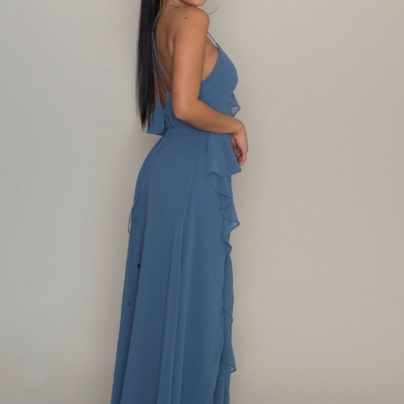 Last M•Ruffle Surplice Maxi Dress - Azure - Picture 3 of 3